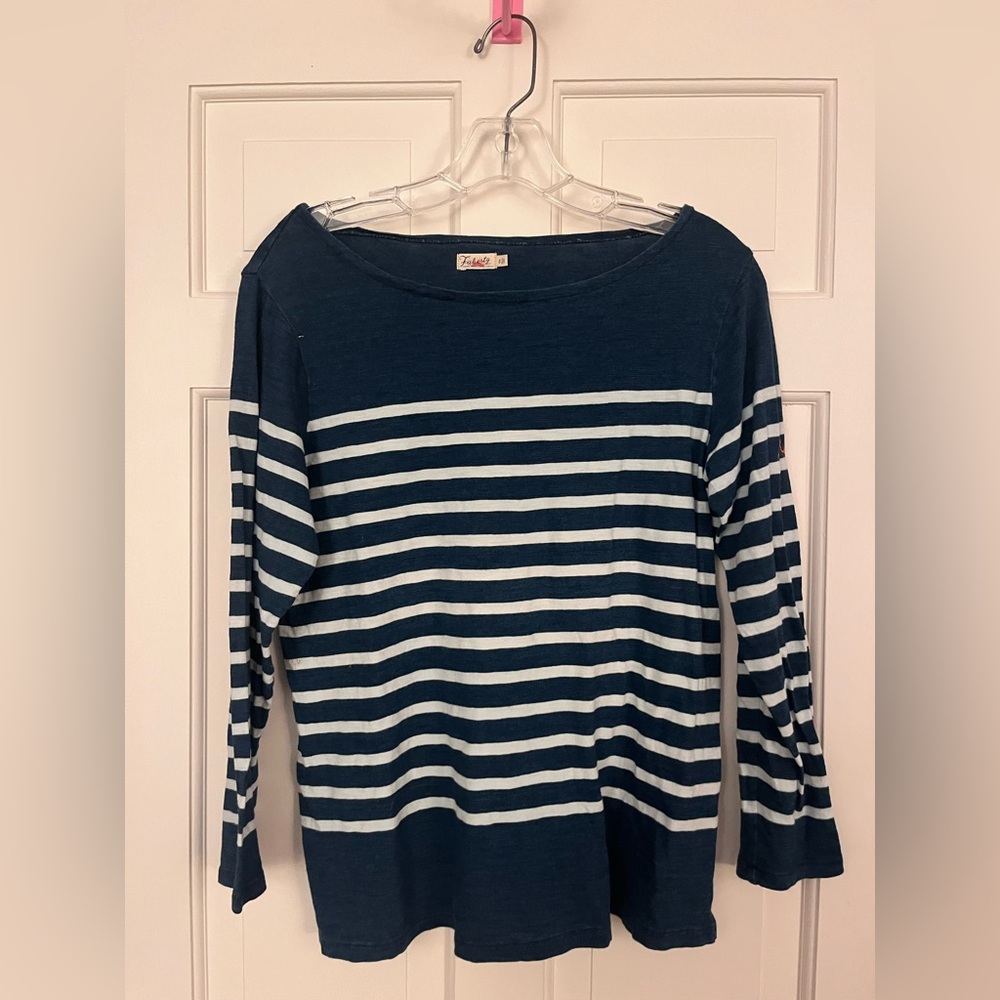 Faherty Boatneck Jersey Top Navy/White Small